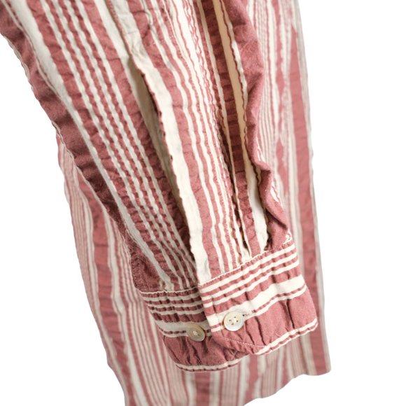 Hugo Boss Men's L Vintage Burgendy Striped Button Down Shirt - Picture 5 of 15